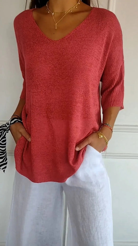 LORRAINE | ELEGANT V-NECK TOP