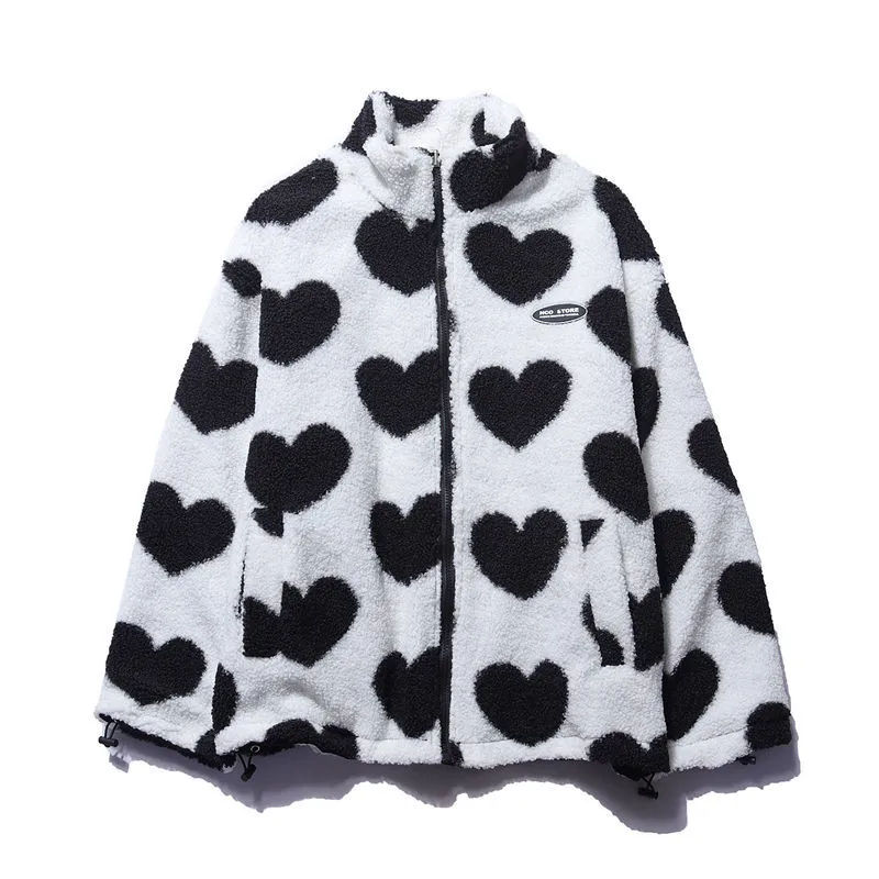 Hannah | Reversible Heart Fleece Jacket