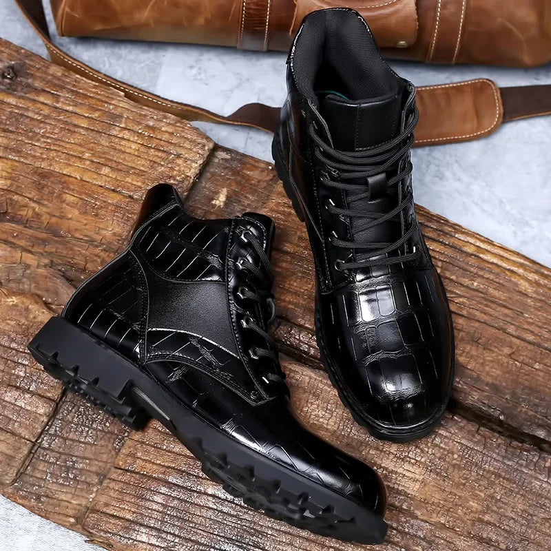 Rendell | Wide Fitted Croc Leather Boots