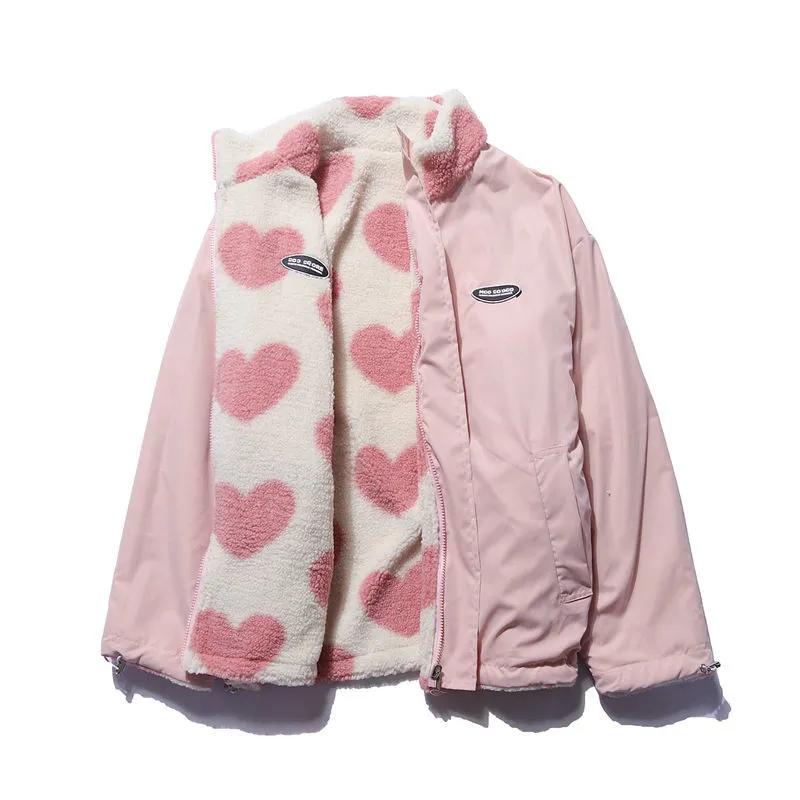 Hannah | Reversible Heart Fleece Jacket