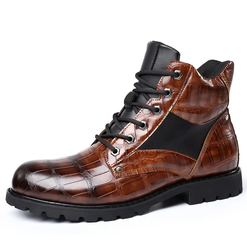 Rendell | Wide Fitted Croc Leather Boots