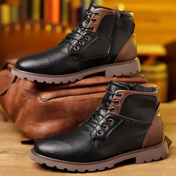 Jethro | Wide Fitted Rugged Leather Lace-Up Boots