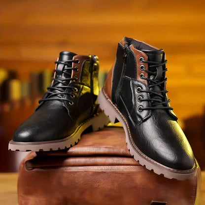 Jethro | Wide Fitted Rugged Leather Lace-Up Boots