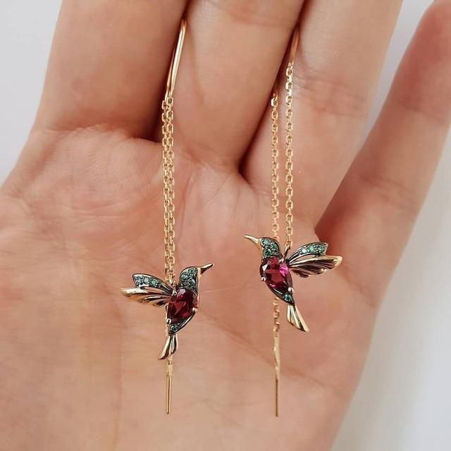 Hummingbird Enamel & Zirconia Earrings