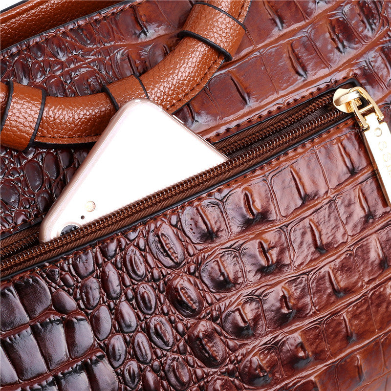 Sophia™ - Stylish Leather Croco Bag With Handmade Details